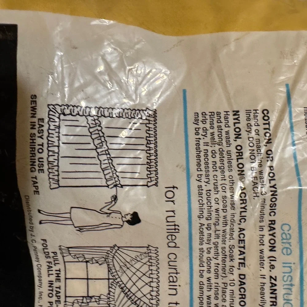 Vintage JCPenney Fashion Manor Ruffled Curtains Gold Mustard 96x81 Set of 3 New